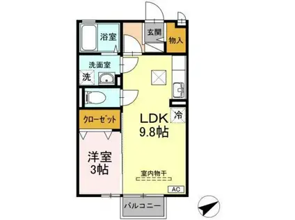 カーサ・ソレアダ(1LDK/1階)の間取り写真