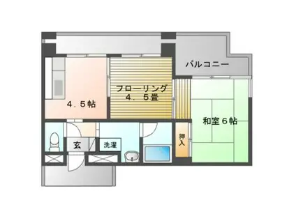 秀英ハイツ市川(2K/4階)の間取り写真