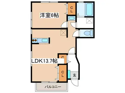 クライフA(1LDK/1階)の間取り写真