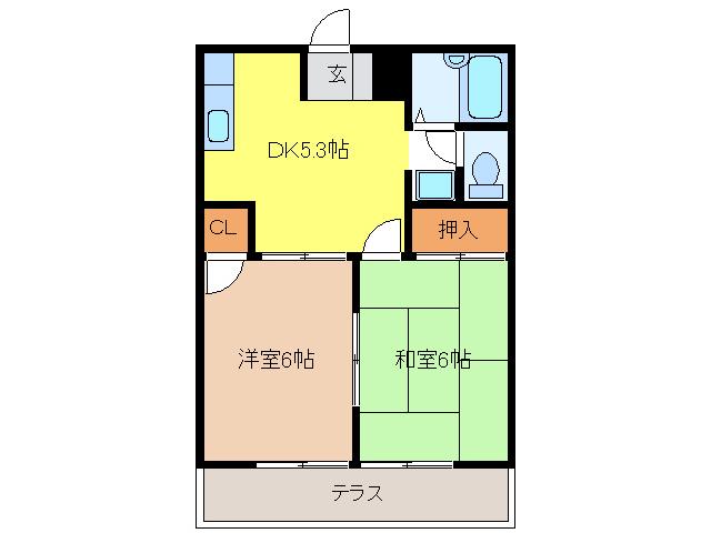 サンハイツ福寿(2DK/1階)の間取り写真