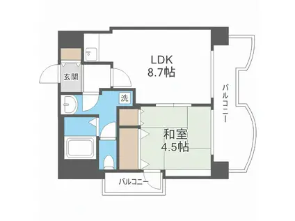 札幌ビオス館(1DK/9階)の間取り写真