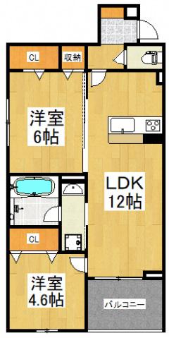 ASSET-COURT八坂(2LDK/2階)の間取り写真