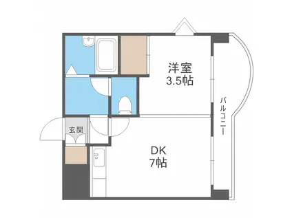 プレサント南9西12(1DK/3階)の間取り写真
