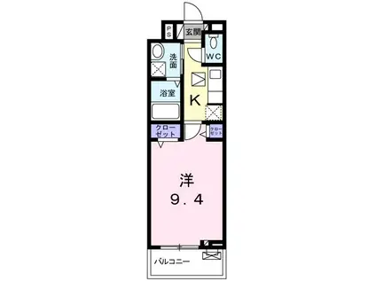 ラリュール(1K/1階)の間取り写真