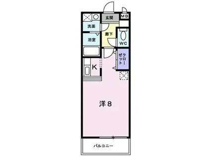 ハーモニーベル(ワンルーム/2階)の間取り写真