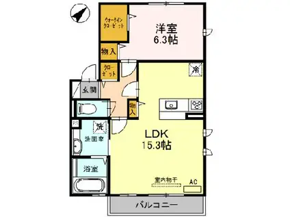 セジュールコートあべのSR(1LDK/2階)の間取り写真