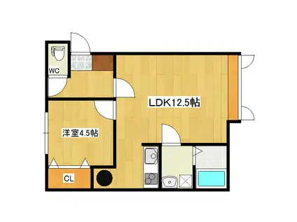 バン・ベール(1LDK/2階)の間取り写真