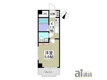 リブレス所沢緑町(1K/3階)の間取り写真