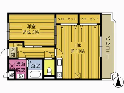 フローリッシュBM(1LDK/2階)の間取り写真