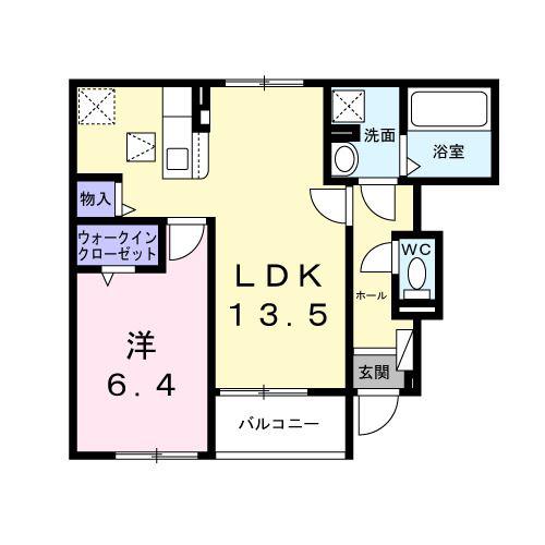 ファミーユタチバナ(1LDK/1階)の間取り写真