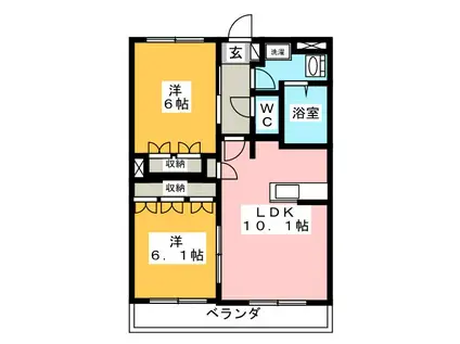リヴィエール(2LDK/2階)の間取り写真