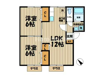 コーポリッチモンド(2LDK/1階)の間取り写真
