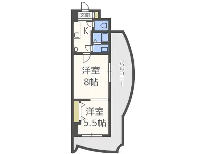 ロイヤル渡辺通 154(2K/12階)の間取り写真