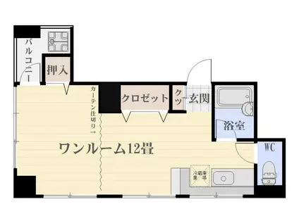 コスモピア(ワンルーム/2階)の間取り写真