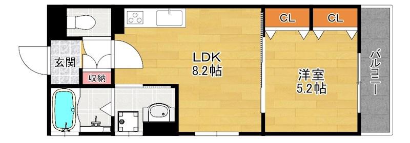 クリエオーレ藤阪元町(1LDK/1階)の間取り写真