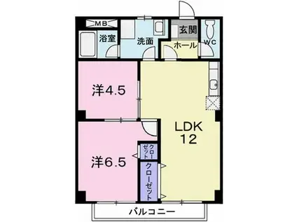 パルネット輝(2LDK/2階)の間取り写真