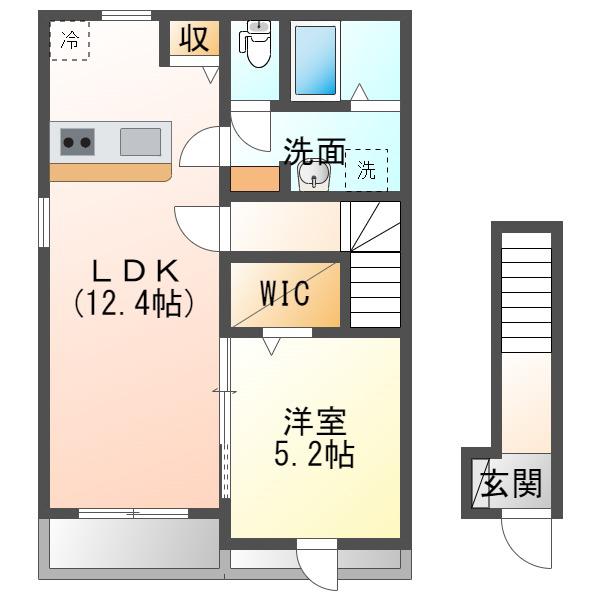 アトレ萩生(1LDK/2階)の間取り写真