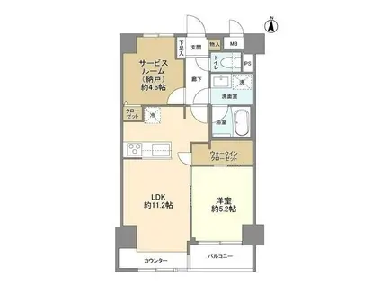 板橋区役所前ビューハイツ(2LDK/3階)の間取り写真