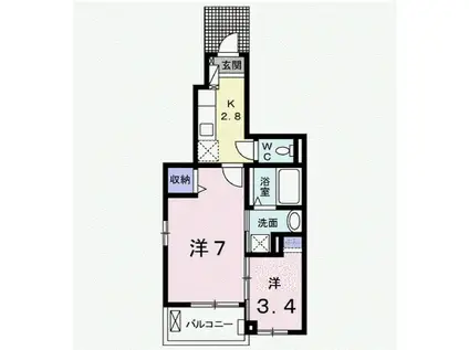 シエロアスール・アイ(2K/1階)の間取り写真