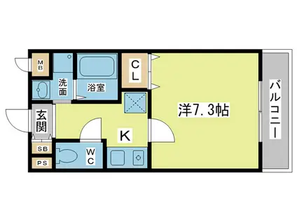 地下鉄北神線 谷上駅 徒歩8分 3階建 築22年(1K/3階)の間取り写真
