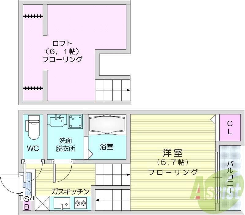 TINO長町(1K/1階)の間取り写真