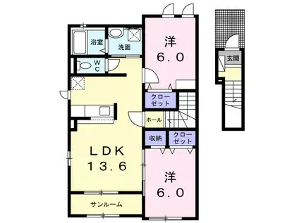 スイート(2LDK/2階)の間取り写真