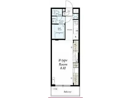 リブリ・グランツ武蔵中原(1K/2階)の間取り写真