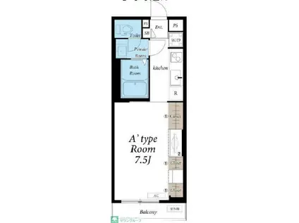 リブリ・プモリII(1K/3階)の間取り写真