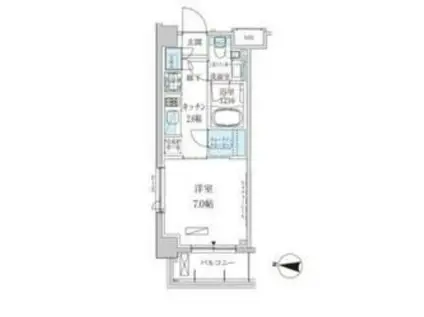 パークアクシス池上(1K/2階)の間取り写真