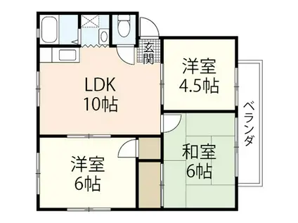 サンシティ石亀(3LDK/2階)の間取り写真