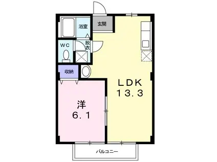 ニューシティ鈴木(1LDK/1階)の間取り写真
