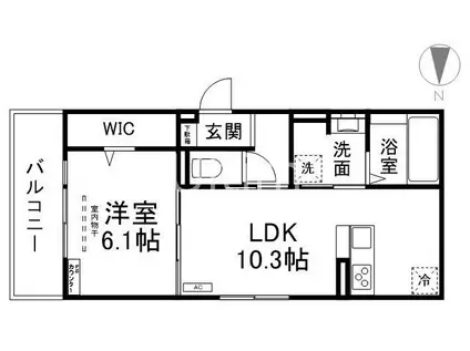 マハナハイツ(1LDK/2階)の間取り写真