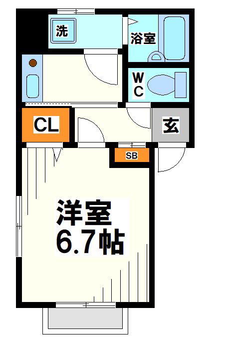 メイプルヒルIV(1K/2階)の間取り写真