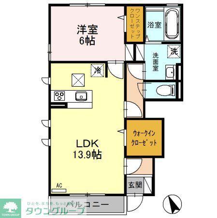 オルキスI(1LDK/1階)の間取り写真