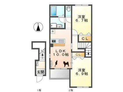 クレストール(2LDK/2階)の間取り写真