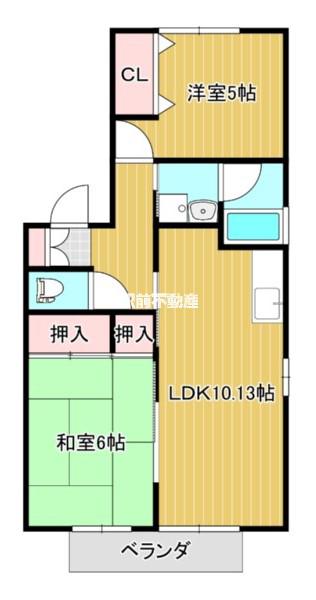 グリーンパーク大善寺II(2LDK/1階)の間取り写真