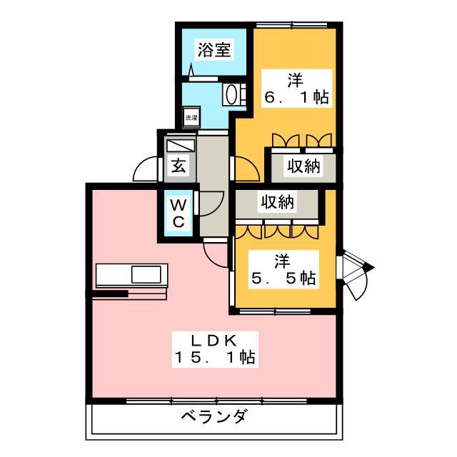 ウィステリア(2LDK/2階)の間取り写真