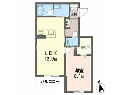 カーサ・ヴェルドール(1LDK/3階)の間取り写真