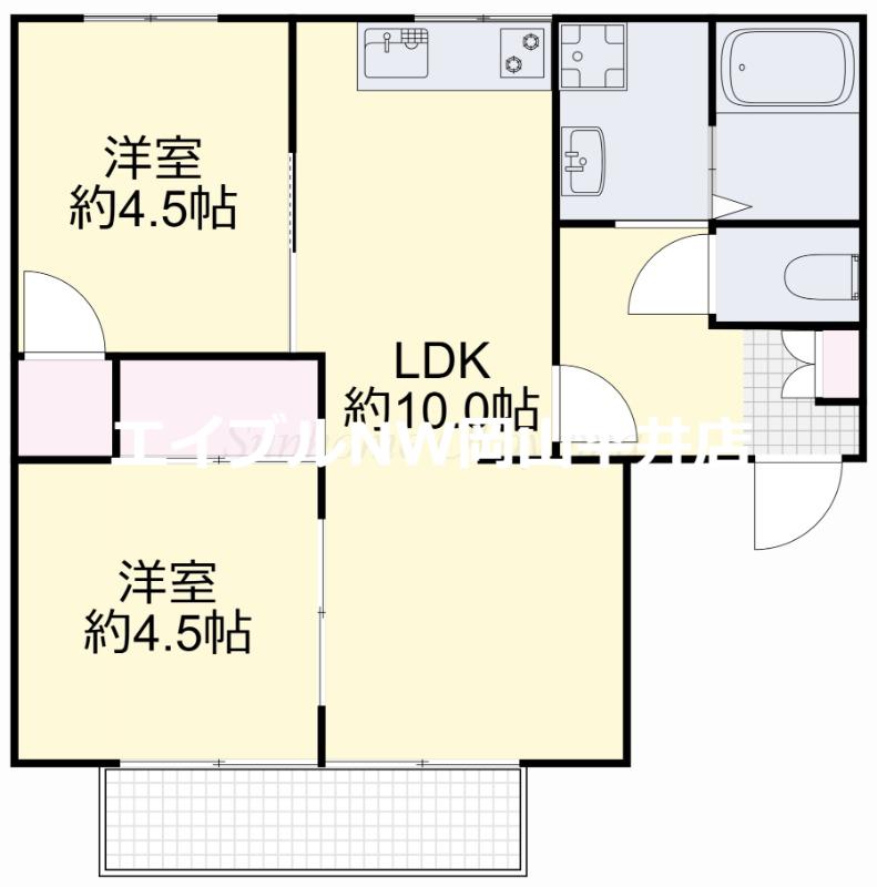 ピュアB(2LDK/2階)の間取り写真