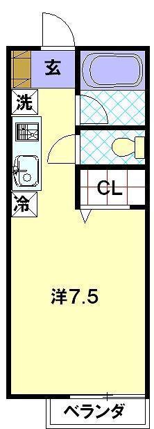 ウイング住吉台(ワンルーム/2階)の間取り写真