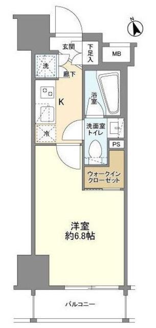 PREMIUM CUBE 品川戸越 DEUX(1K/6階)の間取り写真