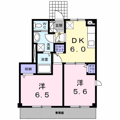 プロムナード(2DK/1階)の間取り写真