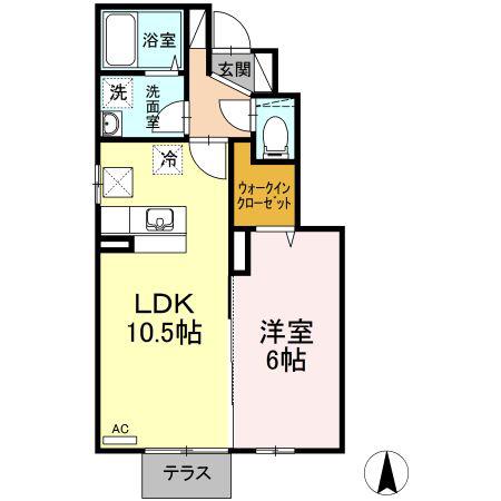 グランモア未来(1LDK/1階)の間取り写真