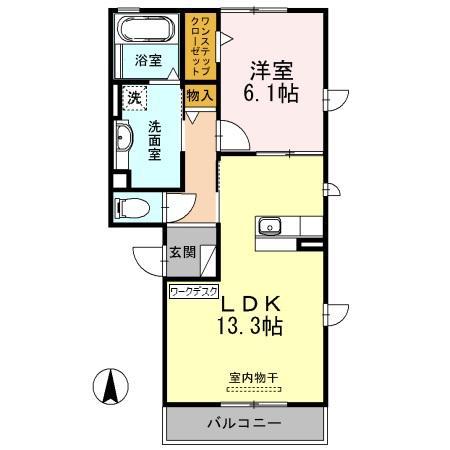 プレミール A(1LDK/1階)の間取り写真