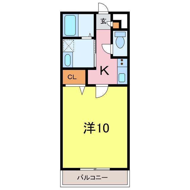 アンプルールリーブル正(1K/2階)の間取り写真