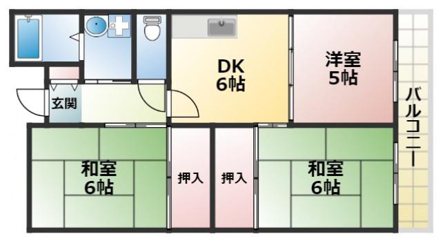 ガーデンハウス(3DK/2階)の間取り写真