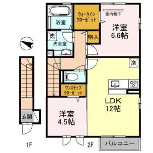 D-ROOM 久米田(2LDK/2階)の間取り写真