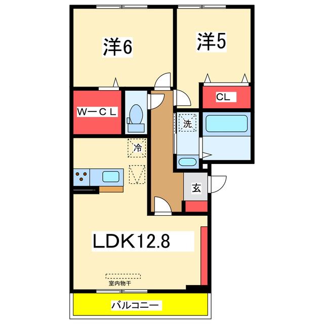 セジュール近江 II(2LDK/1階)の間取り写真