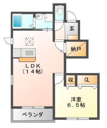 ノーブルC(1LDK/1階)の間取り写真
