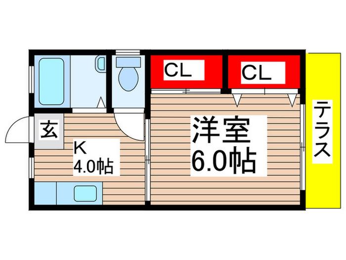 スカイハイツ(1K/1階)の間取り写真